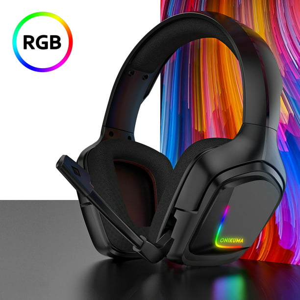 RGB Lights Volume Control for Laptop-White XHN Pc Gaming Headset with Microphone PC Headset Surround Sound Over-Ear Headphones with Noise Cancelling Mic 